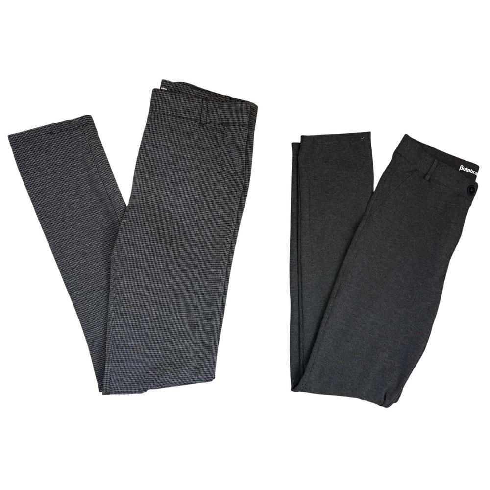 Betabrand Stretch Pull-On‎ Pants Bundle of 2 Gray & Houndstooth Womens Sz M Long